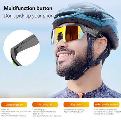 УФ 400 Спорт Bluetooth Очки для езды Bluetooth 5.3 Аккумулятор 50 часов езды на велосипеде